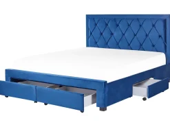 Beliani Parisanky Sametti Säilytystila Laivastonsininen 180 X 200 Cm Lievin Fashion