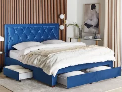 Beliani Parisanky Sametti Säilytystila Laivastonsininen 180 X 200 Cm Lievin Fashion