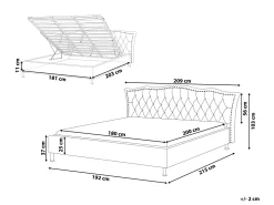 Beliani Parisanky Sametti Säilytystila Tummanharmaa 180 X 200 Cm Metz Discount