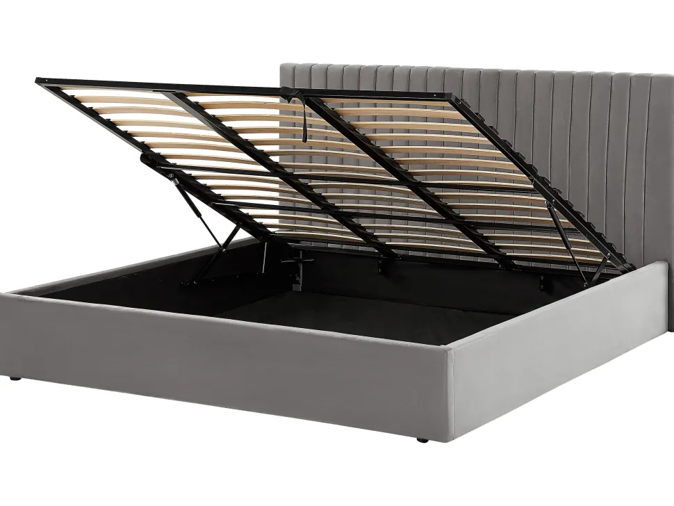 Beliani Parisanky Sametti Säilytystila Harmaa 180 X 200 Cm Vion Shop