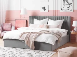 Beliani Parisanky Sametti Säilytystila Harmaa 180 X 200 Cm Vion Shop