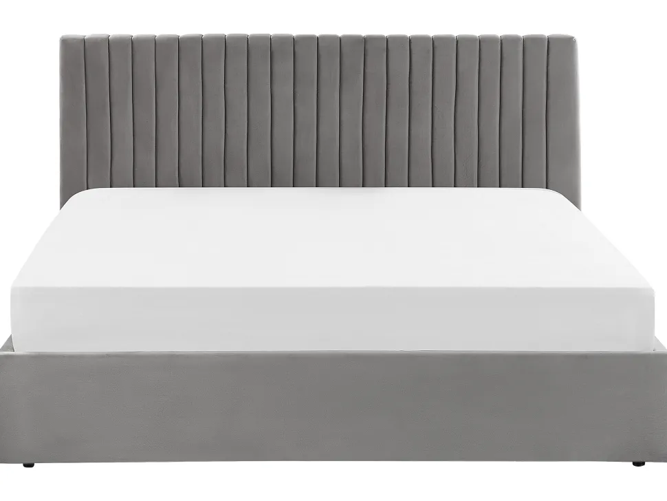 Beliani Parisanky Sametti Säilytystila Harmaa 180 X 200 Cm Vion Shop