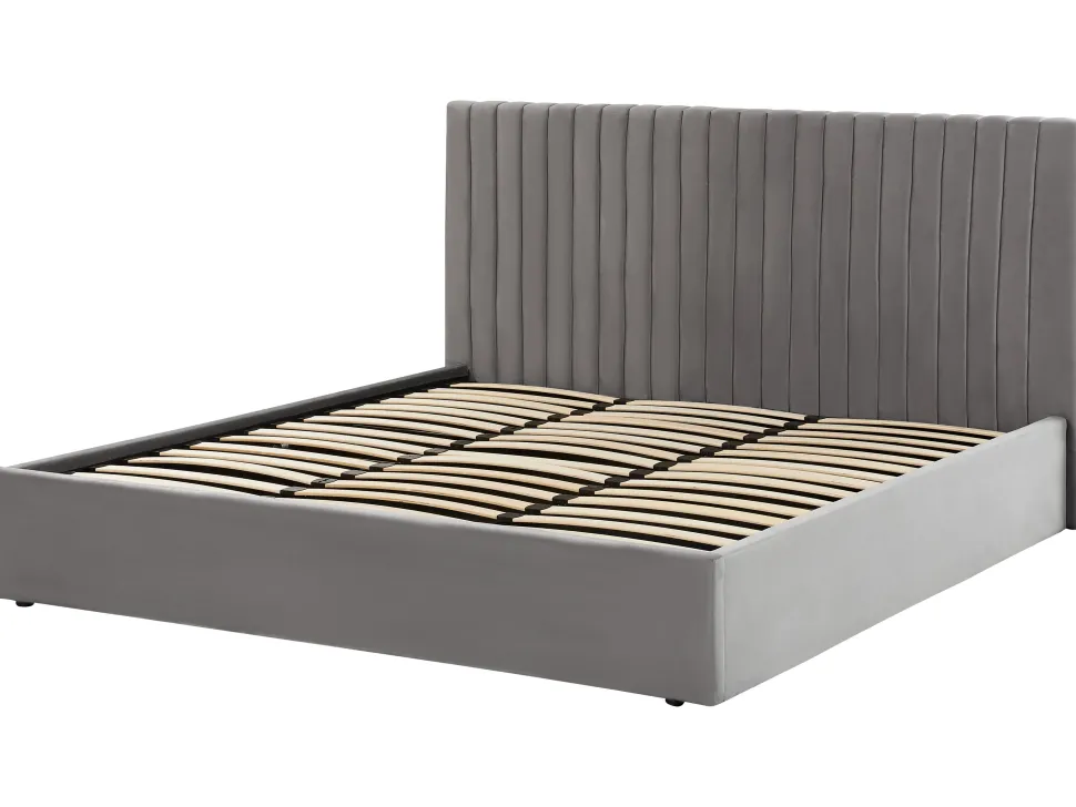 Beliani Parisanky Sametti Säilytystila Harmaa 180 X 200 Cm Vion Shop