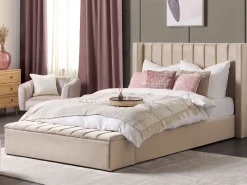 Beliani Parisanky Sametti Säilytystila Beige 180 X 200 Cm Noyers Cheap