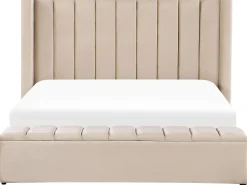 Beliani Parisanky Sametti Säilytystila Beige 180 X 200 Cm Noyers Cheap