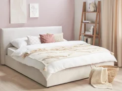 Beliani Parisanky Sametti Säilytystila Luonnonvalkoinen 180 X 200 Cm Lavaur Store