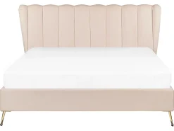 Beliani Parisanky Sametti Usb-Portti Beige 160 X 200 Cm Miribel Fashion