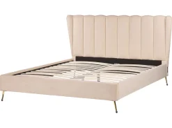 Beliani Parisanky Sametti Usb-Portti Beige 160 X 200 Cm Miribel Fashion