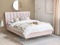 Beliani Parisanky Sametti Usb-Portti Pastellipinkki 140 X 200 Cm Miribel Fashion