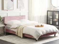 Beliani Parisanky Sametti Vaaleanpunainen 140 X 200 Cm Fitou Hot