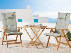 Beliani Parvekekalustesetti Akaasiapuinen Ruskeanharmailla Pehmusteilla Java Cheap