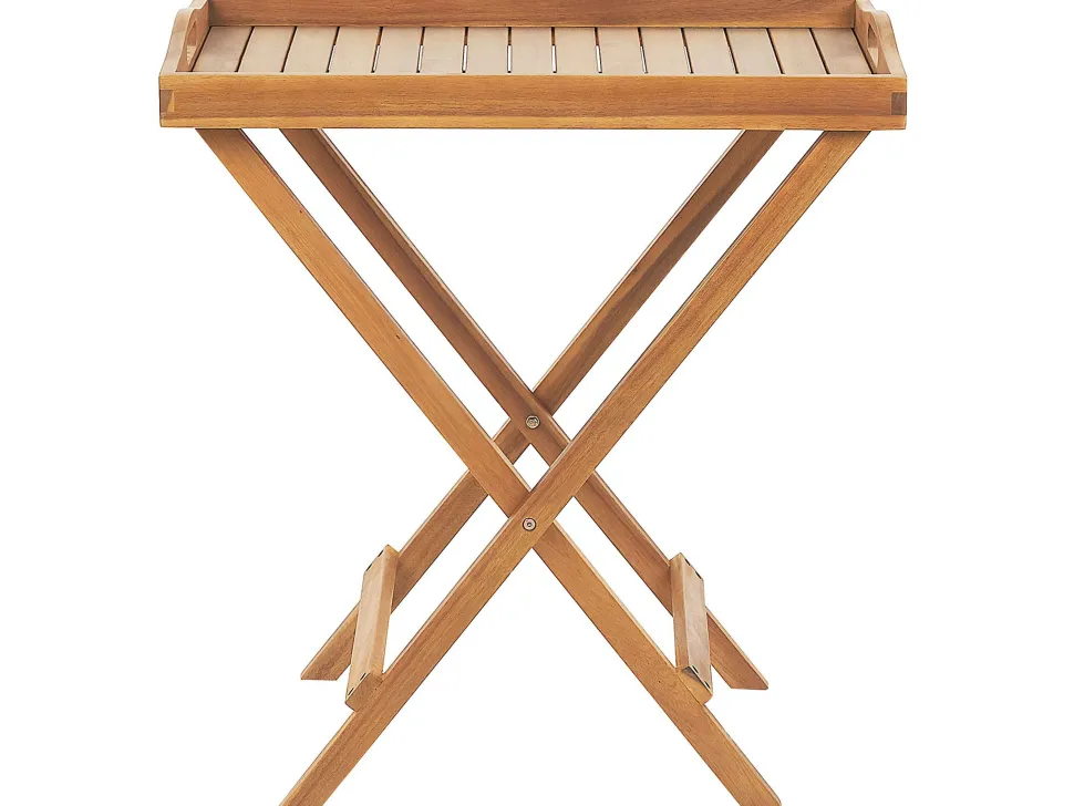 Beliani Parvekekalustesetti Akaasiapuinen Ruskeanharmailla Pehmusteilla Java Cheap