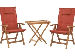 Beliani Parvekekalustesetti Akaasiapuinen Terrakotan Varisilla Pehmusteilla Java Clearance