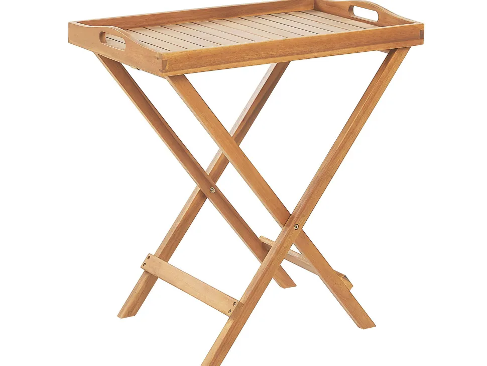 Beliani Parvekekalustesetti Akaasiapuinen Terrakotan Varisilla Pehmusteilla Java Clearance