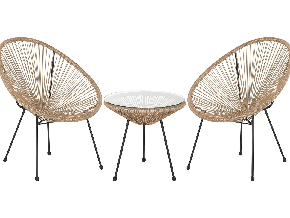 Beliani Parvekekalustesetti Polyrottinki Luonnollinen Acapulco Ii Sale