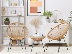 Beliani Parvekekalustesetti Polyrottinki Luonnollinen Acapulco Ii Sale