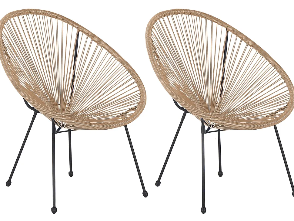 Beliani Parvekekalustesetti Polyrottinki Luonnollinen Acapulco Ii Sale