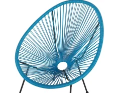 Beliani Parvekekalustesetti Rottinkinen Sininen Acapulco Ii Sale