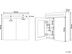 Beliani Peilikaappi Led-Valo Valkoinen 60 X 60 Cm Jaramillo Hot