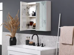 Beliani Peilikaappi Led-Valo Valkoinen 60 X 60 Cm Chabunco Cheap