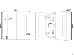 Beliani Peilikaappi Led-Valo Valkoinen 60 X 60 Cm Chabunco Cheap