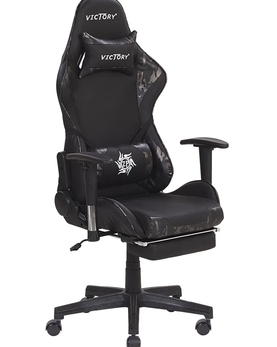 Beliani Pelituoli Keinonahka Maastokuvio Musta/Tummanharmaa Victory Cheap