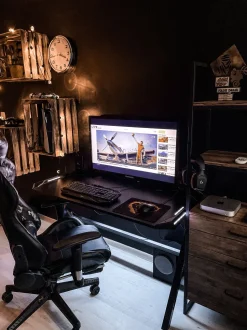 Beliani Pelituoli Keinonahka Maastokuvio Musta/Tummanharmaa Victory Cheap