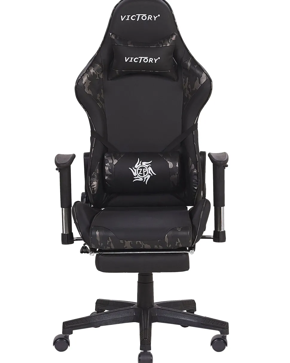 Beliani Pelituoli Keinonahka Maastokuvio Musta/Tummanharmaa Victory Cheap