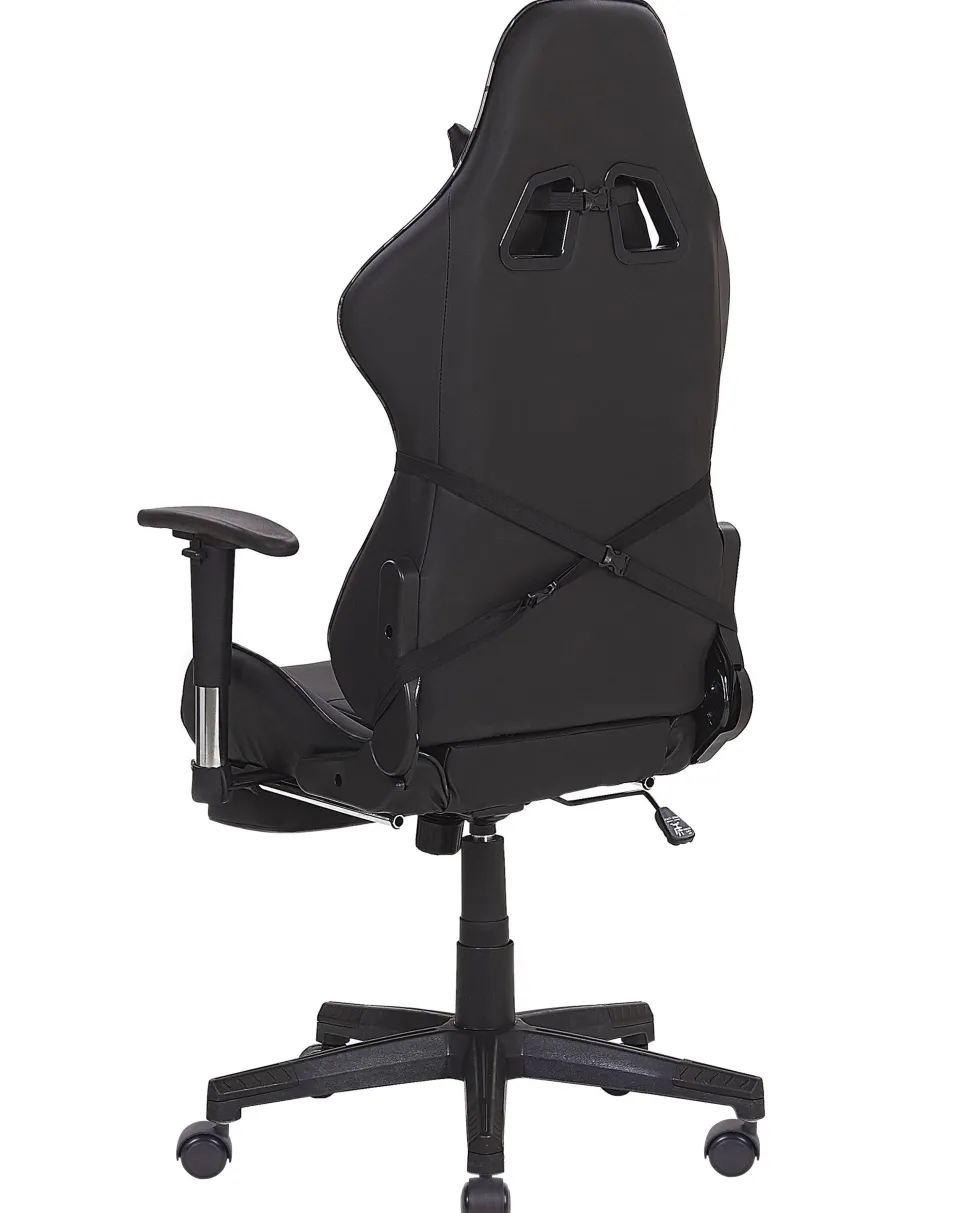 Beliani Pelituoli Keinonahka Maastokuvio Musta/Tummanharmaa Victory Cheap