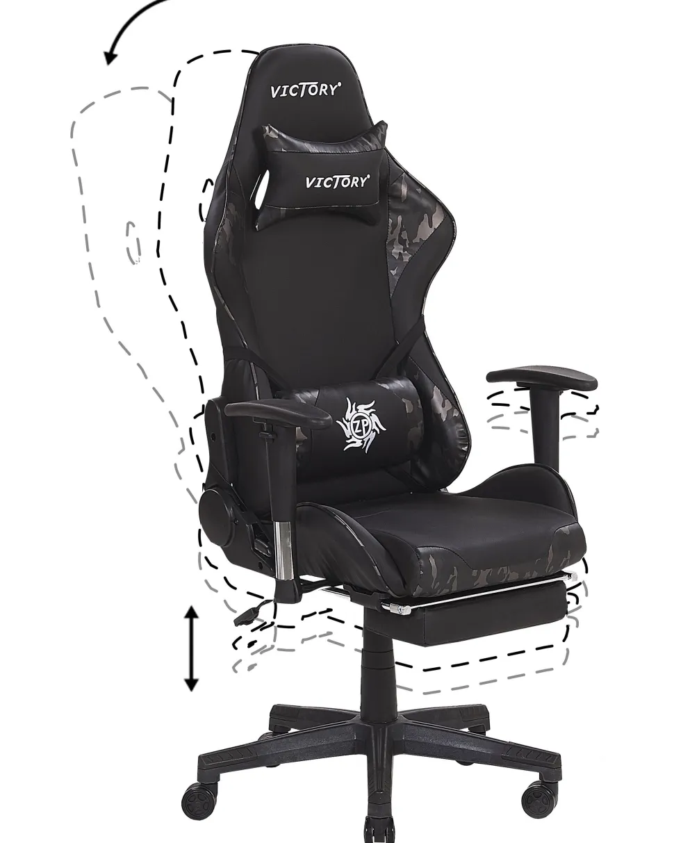 Beliani Pelituoli Keinonahka Maastokuvio Musta/Tummanharmaa Victory Cheap