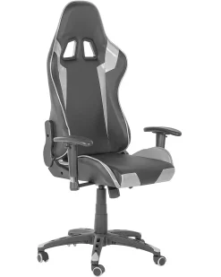 Beliani Pelituoli Keinonahka Musta/Hopea Knight Flash Sale