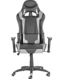 Beliani Pelituoli Keinonahka Musta/Hopea Knight Flash Sale