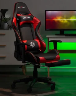 Beliani Pelituoli Keinonahka Musta/Punainen Victory Discount