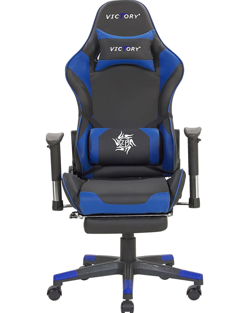 Beliani Pelituoli Keinonahka Musta/Sininen Victory Sale