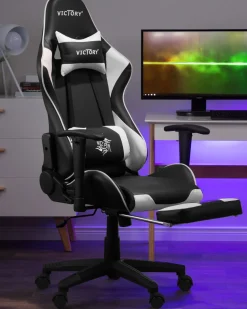 Beliani Pelituoli Keinonahka Musta/Valkoinen Victory Best Sale