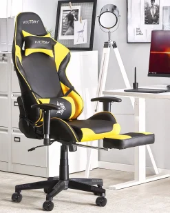 Beliani Pelituoli Keinonahka Musta/Keltainen Victory Outlet