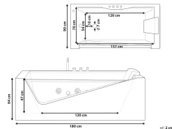 Beliani Poreamme Led-Valot Valkoinen 180 X 90 Cm Marquis Fashion