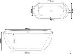 Beliani Poreamme Vapaasti Seisova Led-Valot Musta 170 X 80 Cm Nevis Cheap