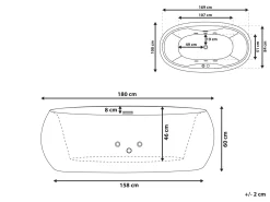 Beliani Poreamme Vapaasti Seisova Led-Valot Valkoinen 180 X 100 Cm Mustique Outlet
