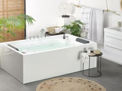 Beliani Poreamme Vapaasti Seisova Valkoinen 180 X 110 Cm Saona Store