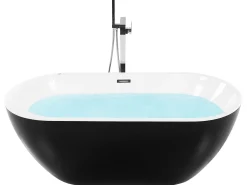 Beliani Poreamme Vapaasti Seisova Led-Valot Musta 170 X 80 Cm Nevis Iii Store