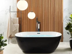 Beliani Poreamme Vapaasti Seisova Led-Valot Musta 170 X 80 Cm Nevis Iii Store