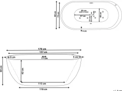 Beliani Poreamme Vapaasti Seisova Led-Valot Musta 170 X 80 Cm Nevis Iii Store