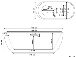 Beliani Poreamme Vapaasti Seisova Led-Valot Valkoinen 170 X 80 Cm Nevis Online