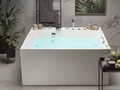 Beliani Poreamme Vapaasti Seisova Valkoinen 130 X 130 Cm Tahua Clearance