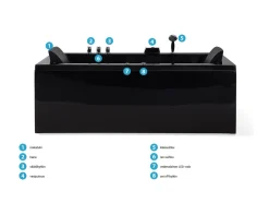 Beliani Poreamme Vasenk. Led-Valot Musta 183 X 90 Cm Varadero Fashion