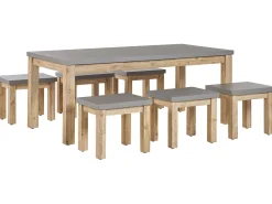 Beliani Poytaryhma 6-Istuttava - Poyta Ja 6 Jakkaraa Harmaa Ostuni New