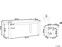 Beliani Poytaryhma 6-Istuttava - Poyta Ja 6 Jakkaraa Harmaa Ostuni New