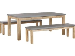 Beliani Poytaryhma 6-Istuttava - Poyta Ja 2 Penkkia Harmaa Ostuni Online