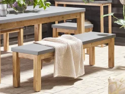 Beliani Poytaryhma 6-Istuttava - Poyta Ja 2 Penkkia Harmaa Ostuni Online